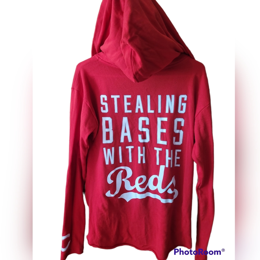 PINK reds extra small loose fit long sleeve hoodie sweater baseball C